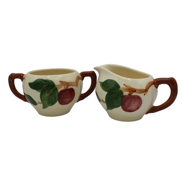 Vintage Franciscan Dinnerware Apple Orchard Pattern Ceramic Sugar Creamer Set - Picture 6 of 6